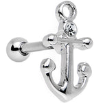 16G 1/4 Clear Gem Settle Down Anchor Cartilage Earring