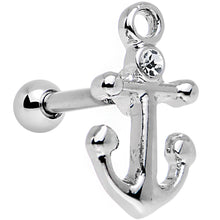 16G 1/4 Clear Gem Settle Down Anchor Cartilage Earring