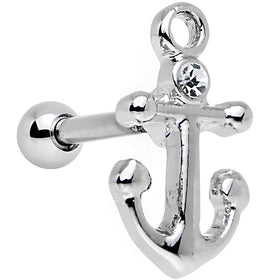 16G 1/4 Clear Gem Settle Down Anchor Cartilage Earring
