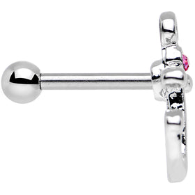 16G 1/4 Pink Gem Settle Down Anchor Cartilage Earring