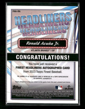 2023 Finest Headliners Orange Refractor Ronald Acuña Jr. #/25 Auto #FHA-RA