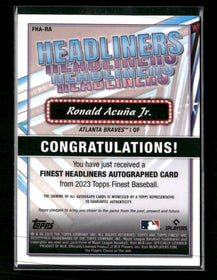 2023 Finest Headliners Orange Refractor Ronald Acuña Jr. #/25 Auto #FHA-RA