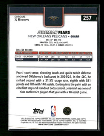 2025-26 Topps Chrome Red White and Blue Refractor Jeremiah Fears Rookie #257