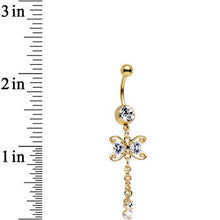 Clear CZ Gem Gold Anodized Dragonfly Inspired Dangle Belly Ring