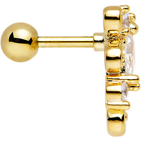 16G 1/4 Clear CZ Gold Anodized Swirl Left Cartilage Earring