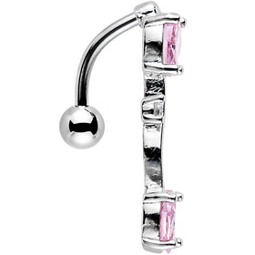 Pink Gem Really Reversible Double Mount Belly Ring