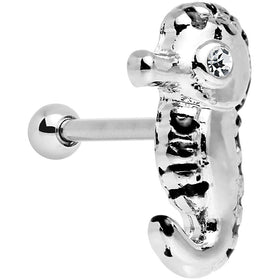 16G 1/4 Clear Gem Eyeball Seahorse Cartilage Earring