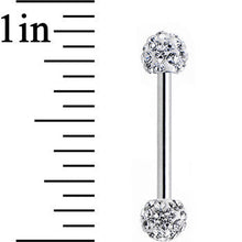14G 9/16 Clear Ferido Gem White Ball Ends Barbell Nipple Ring Set