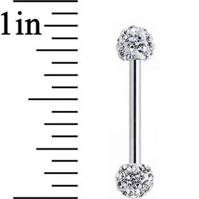 14G 9/16 Clear Ferido Gem White Ball Ends Barbell Nipple Ring Set