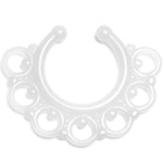 White Acrylic Tribal Blossom Glow in the Dark Clip On Fake Septum Ring