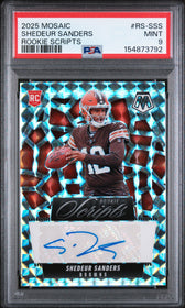 2025 Panini Mosaic Rookie Scripts Shedeur Sanders 9 PSA #RS-SSS
