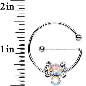 Aurora Clear Gem Universal Nipple Ring Set Created with Crystals