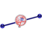 Licensed MLB Blue Anodized New York Yankees Industrial Barbell 38mm