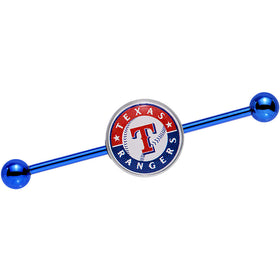 Licensed MLB Blue Anodized Texas Rangers Industrial Barbell 38mm