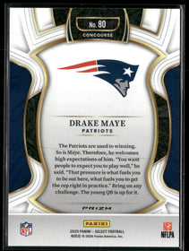 2025 Panini Select Zebra Prizm Shock Drake Maye #80