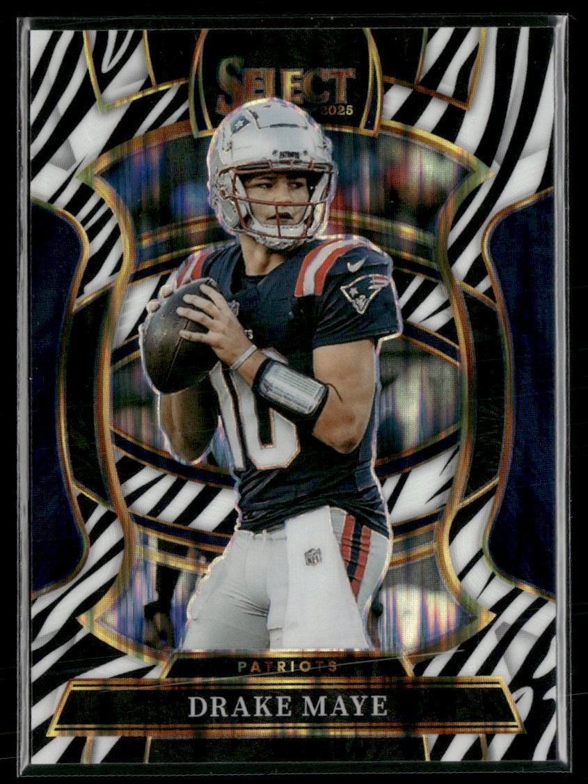 2025 Panini Select Zebra Prizm Shock Drake Maye #80
