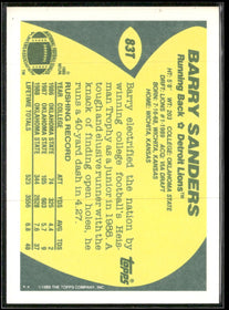 1989 Topps Traded Barry Sanders #83T