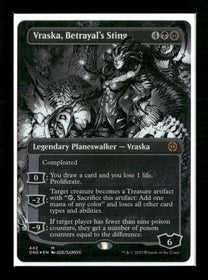 Phyrex AWBO Vraska, Betrayal's Sting (Borderless) (Step-and-Compleat Foil) #442