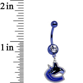 Licensed NHL Clear Gem Blue Anodized Vancouver Canucks Belly Ring