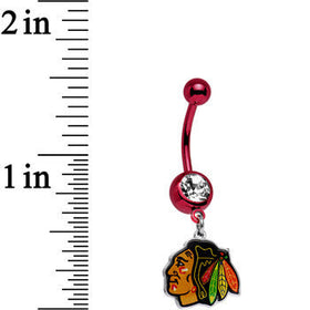 Licensed NHL Clear Gem Red Anodized Chicago Blackhawks Belly Ring