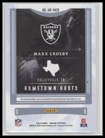 2022 Panini Origins Hometown Roots Turquoise Maxx Crosby #/49 #HR-MCR