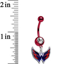 Licensed NHL Clear Gem Red Anodized Washington Capitals Belly Ring