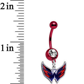 Licensed NHL Clear Gem Red Anodized Washington Capitals Belly Ring