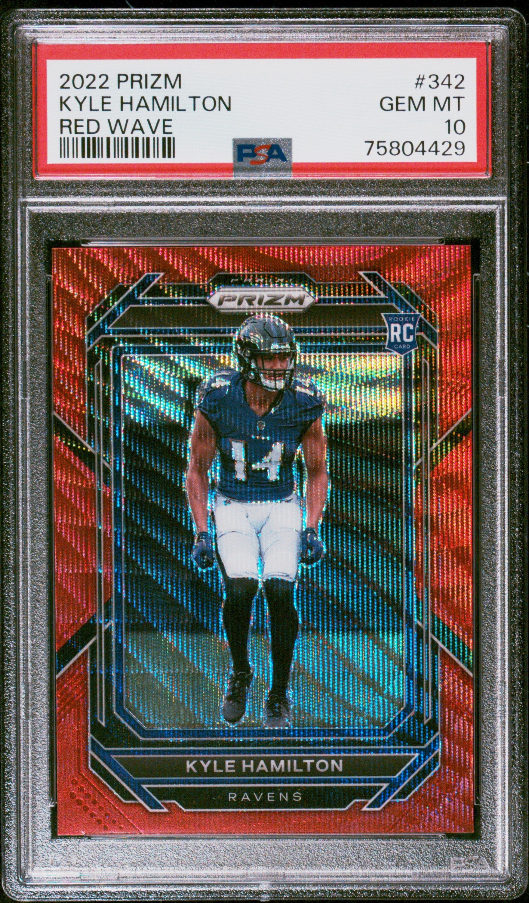 2022 Panini Prizm Red Wave Kyle Hamilton 10 PSA #342