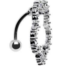Clear Gem Stainless Steel Cutout Zinnia Flower Top Mount Belly Ring