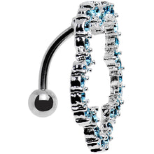 Aqua Gem Stainless Steel Cutout Zinnia Flower Top Mount Belly Ring