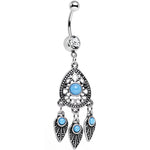 Clear Gem Faux Turquoise Dreamcatcher Chandelier Belly Ring