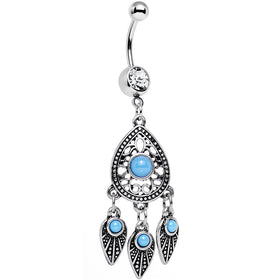 Clear Gem Faux Turquoise Dreamcatcher Chandelier Belly Ring