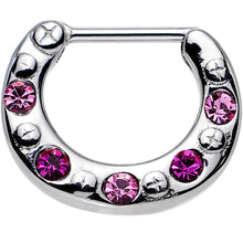 16G 5/16 Pink and Dark Pink Gem Septum Clicker