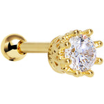 14k Gold Plated Clear CZ Classic Prong Tragus Cartilage Earring 1/4