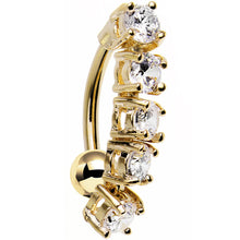 Clear Cubic Zirconia Plated Cinco Top Mount Belly Ring