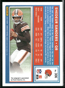 2025 Donruss Rated Rookies Autographs Orange Shedeur Sanders Rookie Auto #306
