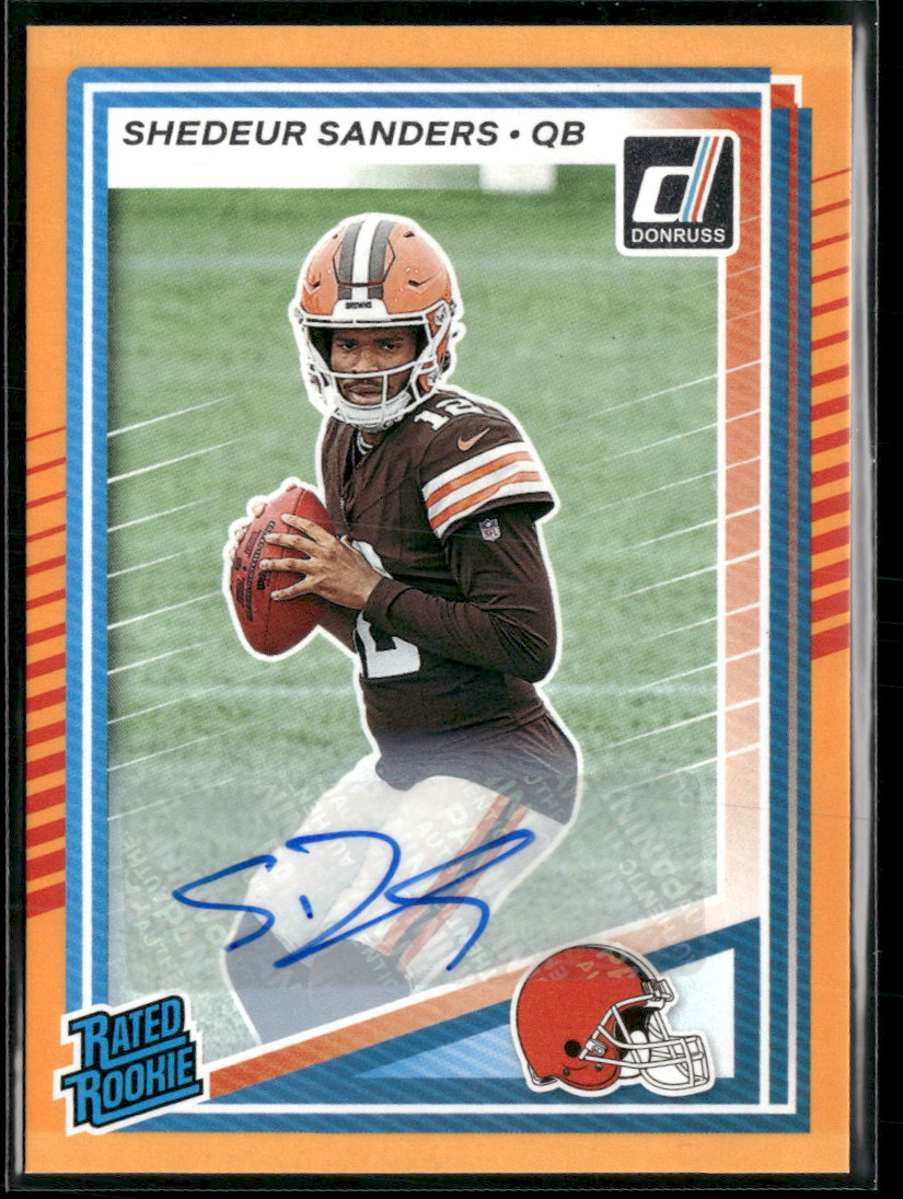 2025 Donruss Rated Rookies Autographs Orange Shedeur Sanders Rookie Auto #306