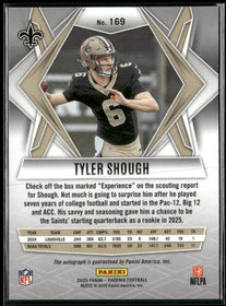 2025 Panini Phoenix Base Rookie Autographs Lava Prizm Tyler Shough Rookie Auto