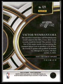 2023-24 Panini Select Blue (Retail Base) Victor Wembanyama Rookie #121