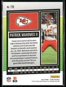 2022 Score Dots Red Patrick Mahomes II #/499 #116