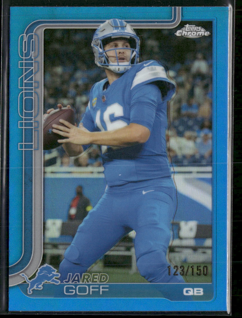 2025 Topps Chrome Blue Refractor Jared Goff #/150 #102
