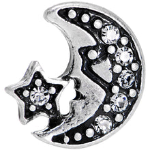 16G 1/4 Clear Gem Moon and Star Left Tragus Cartilage Earring