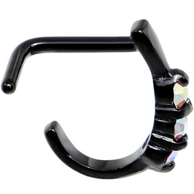 18G Aurora Gem Black PVD Faux Hoop L Shaped Nose Ring