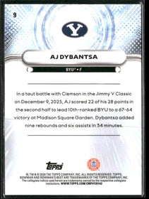 2025-26 Bowman University Best Aqua Lava #/199 AJ Dybantsa Auto #9