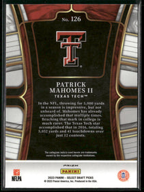 2023 Panini Select Draft Picks White Lazer Prizm Patrick Mahomes II #126