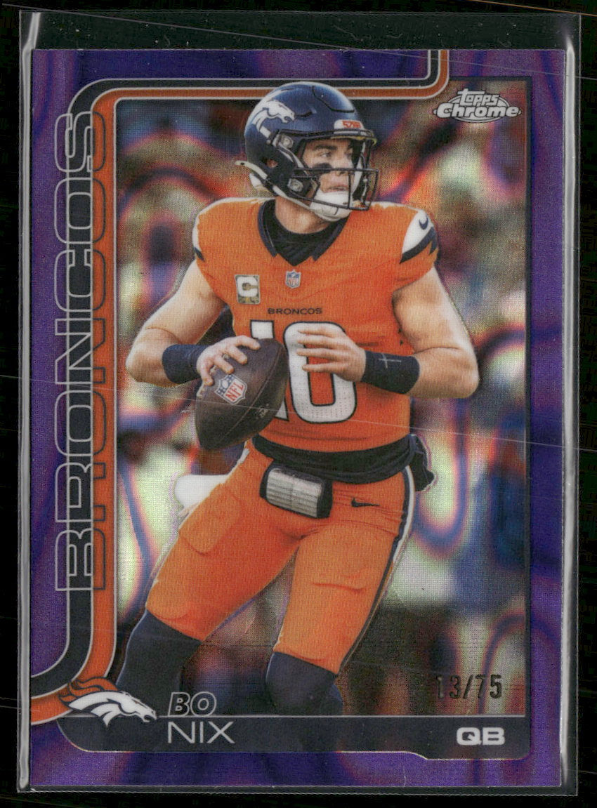 2025 Topps Chrome Purple Lava Bo Nix #/75 #88