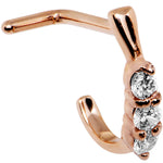 18G Clear Gem Rose Gold PVD Faux Hoop L Shaped Nose Ring