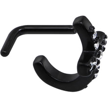 18G Clear Gem Black PVD Cross Faux Hoop L Shaped Nose Ring