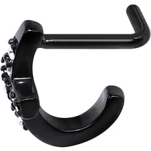 18G Clear Gem Black PVD Cross Faux Hoop L Shaped Nose Ring