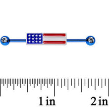 Clear Gem Blue USA All Day American Flag Industrial Barbell 38mm